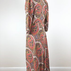 1940s Paisley Cold Rayon Wrap Front Dress M image 7