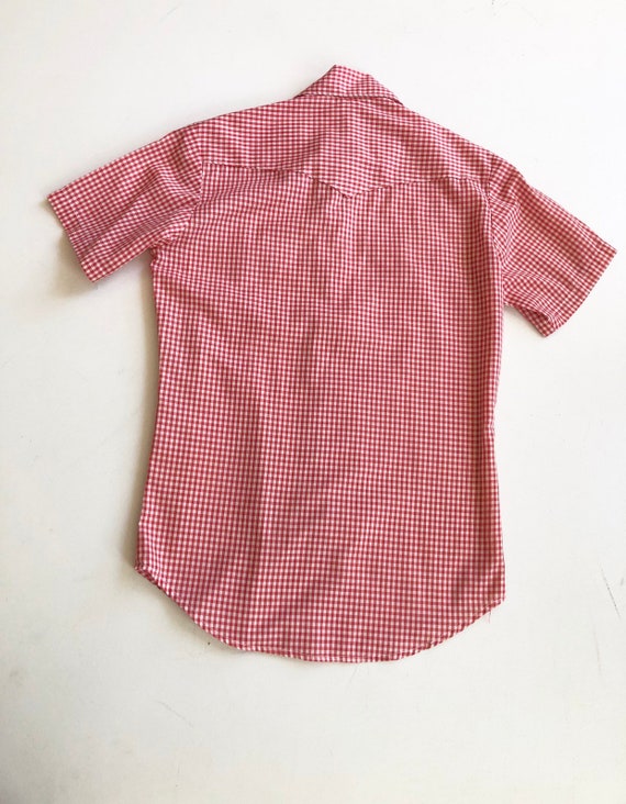 1960’s Red Gingham Western Short Sleeve Shirt M - image 5