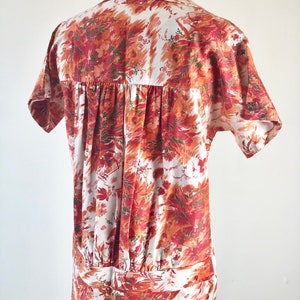 CUTE 1950s Hawaiian Print Cotton Dress M image 7