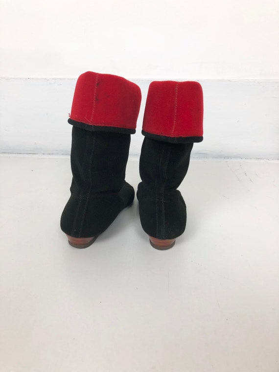 KILLER 50s Black and Red Wool Ankle Boots 6.5 - image 4