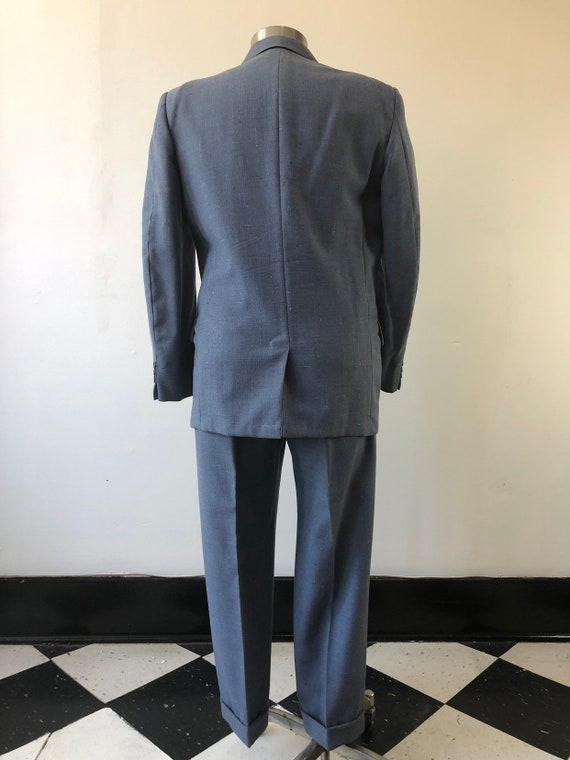 1950’s Blue Flecked Wool Suit M L - image 9