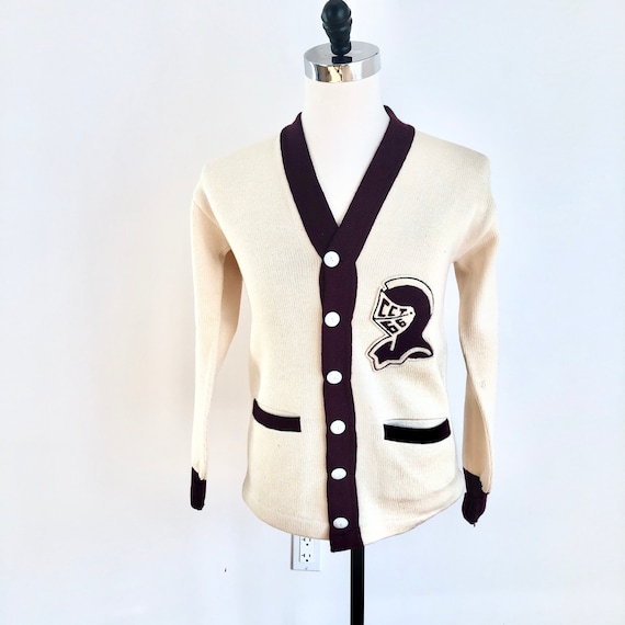 1950s Knight Spartan Patch Varsity Cardigan Sweater S M - Etsy