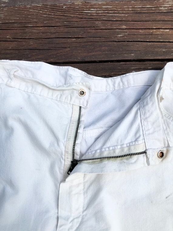 1970s Madewell White Cotton Cutoff Carpenter Shor… - image 2