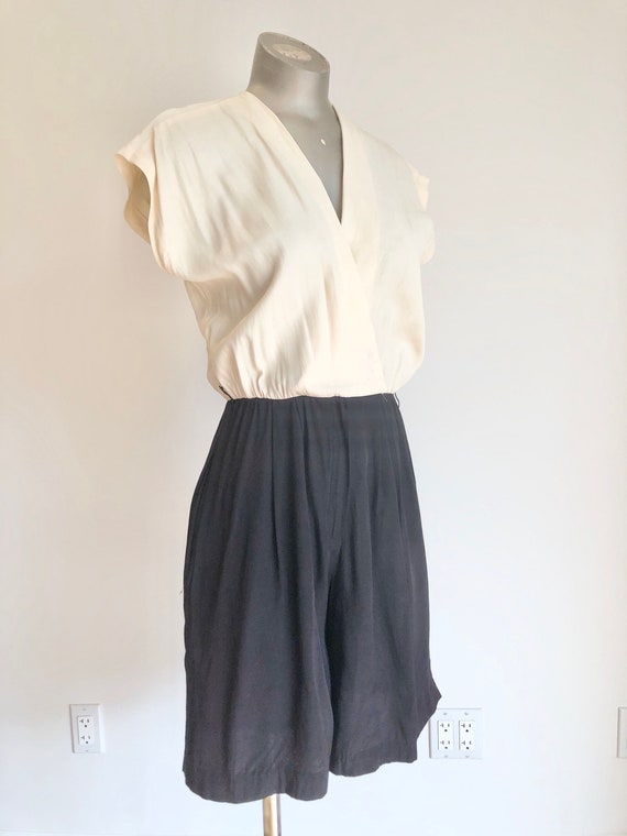 CUTE 1990s White and Black Rayon Romper S - image 1