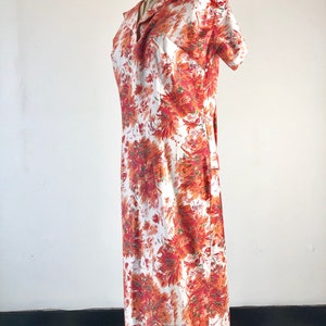 CUTE 1950s Hawaiian Print Cotton Dress M image 2