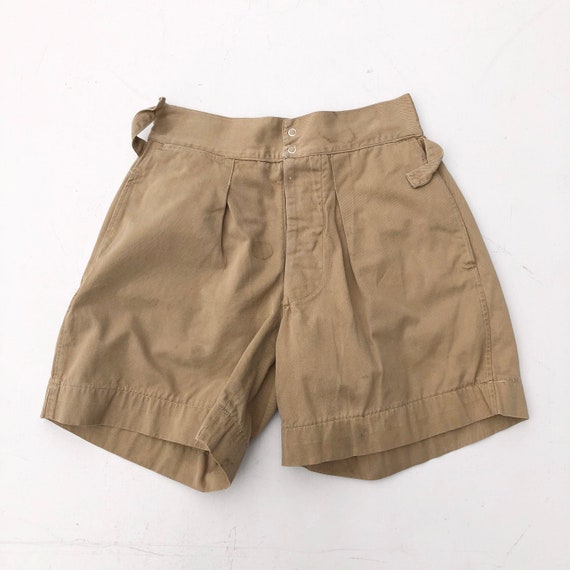 1940s Khaki Gym Uniform Shorts 25”