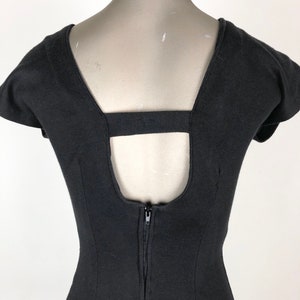 1980s Black Cotton Jersey Open Back Mini Dress S image 7