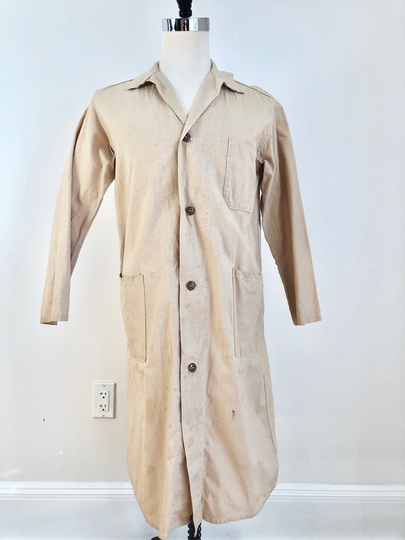 1930s Ivory Cotton Duster Jacket M - image 4