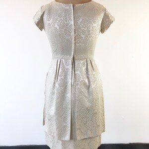 GORGEOUS 1960s Ivory Brocade Cocktail Dress M image 7