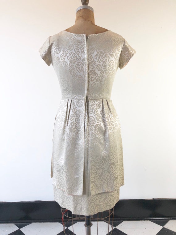 GORGEOUS 1960’s Ivory Brocade Cocktail Dress M - image 7