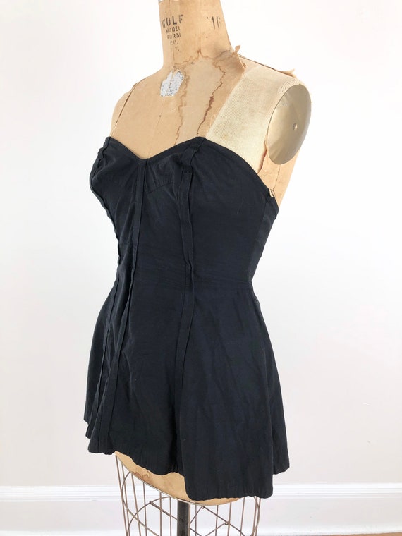 1940s Black Strapless Mini Dress Swimsuit M - image 2