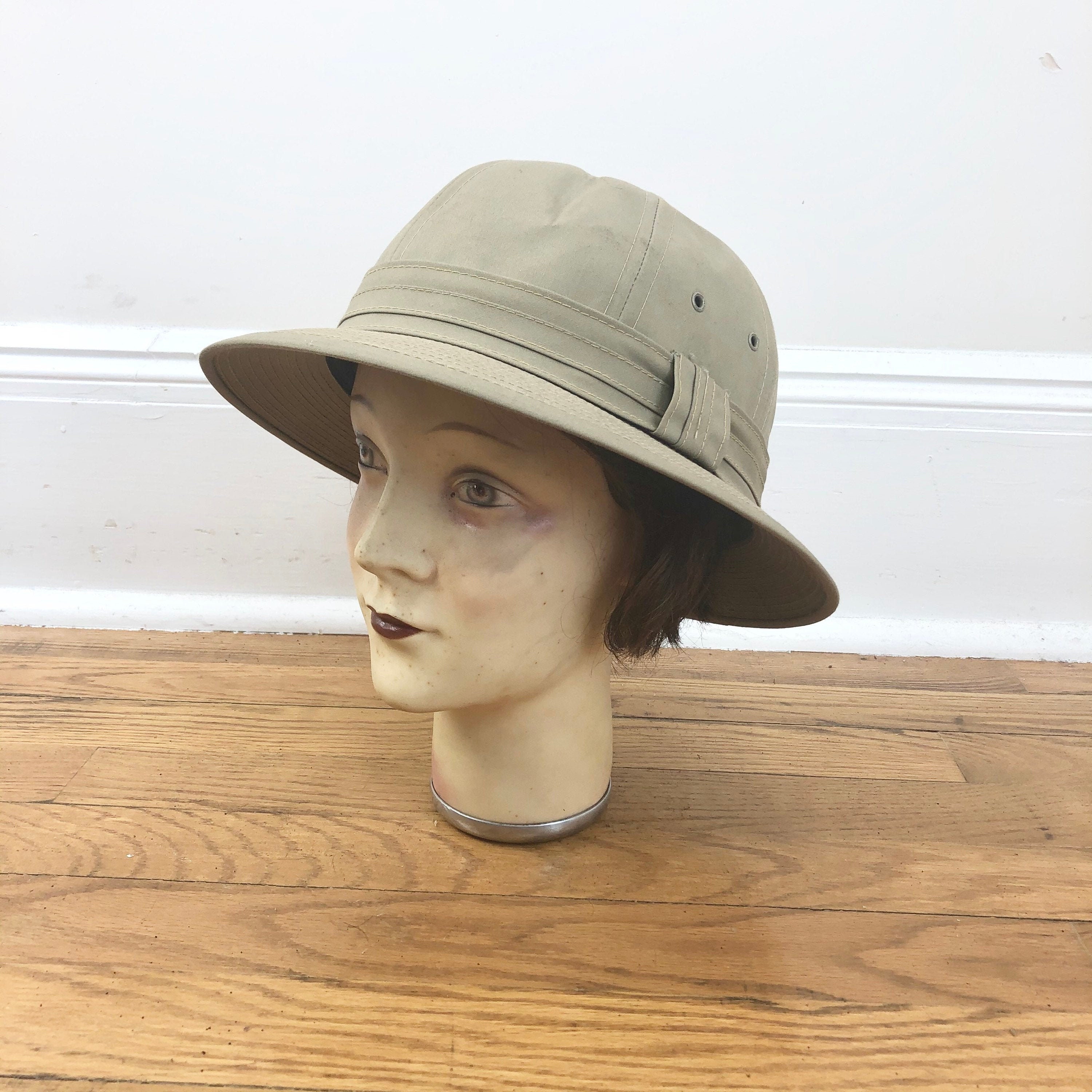 1970s Stevens Khaki Safari Hat XL 