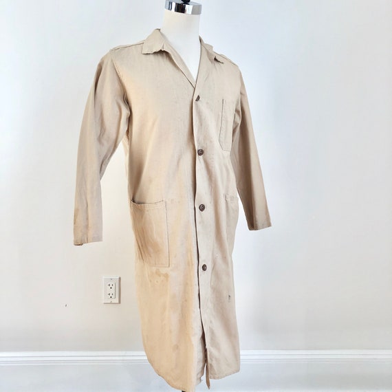 1930s Ivory Cotton Duster Jacket M - image 2