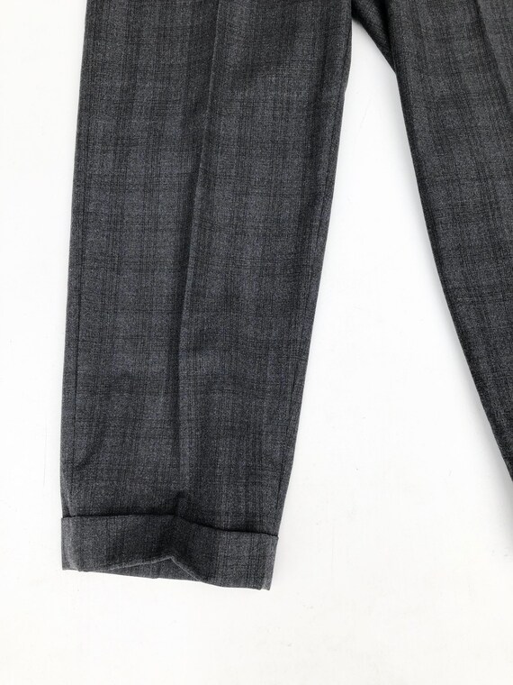 1960s Charcoal Plaid Wool Trousers 30” - image 4
