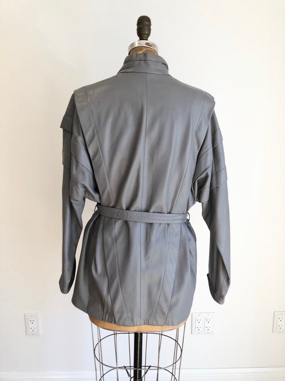 Killer 1970s Vera Pelle Grey Leather Jacket M - image 5