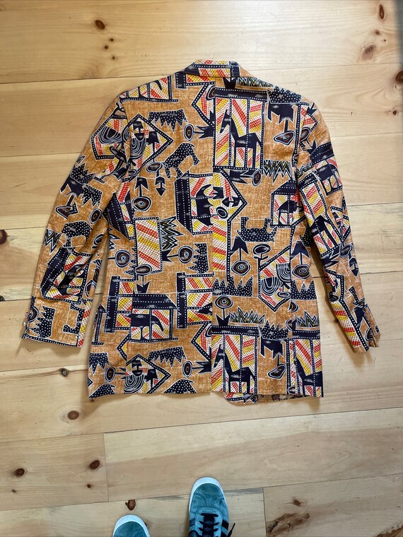 1960s Andy Mohan Hawaiian Bark Cloth Print Suit J… - image 3