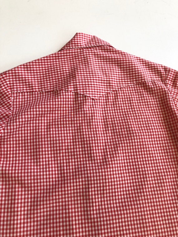 1960’s Red Gingham Western Short Sleeve Shirt M - image 6