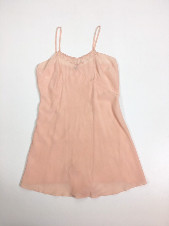 1920s Pink Silk Lace Teddy Chemise Slip S