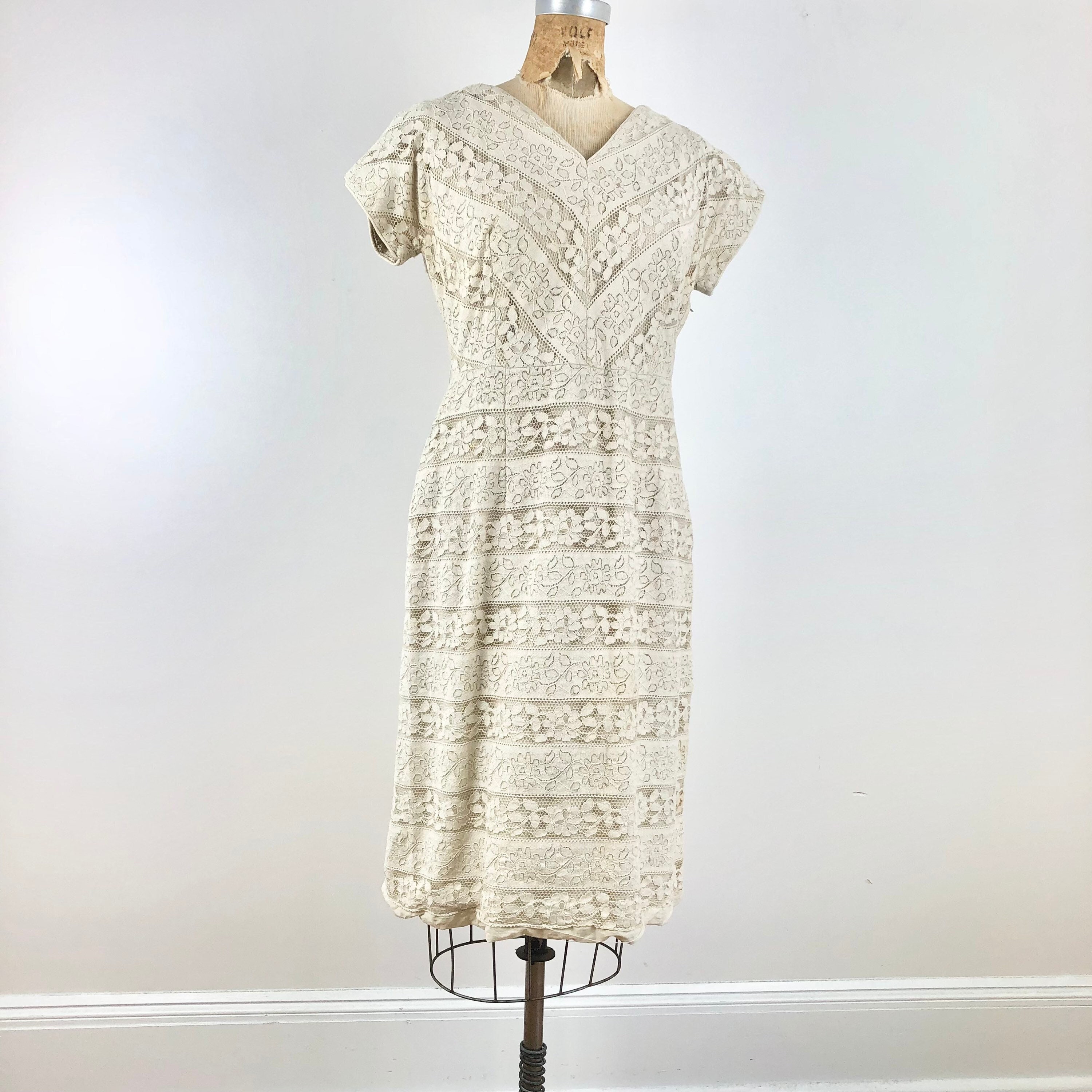 knee length dresses for ladies The Betty Dress in White Chantilly Lace 12 / White Chantilly Lace main image 1