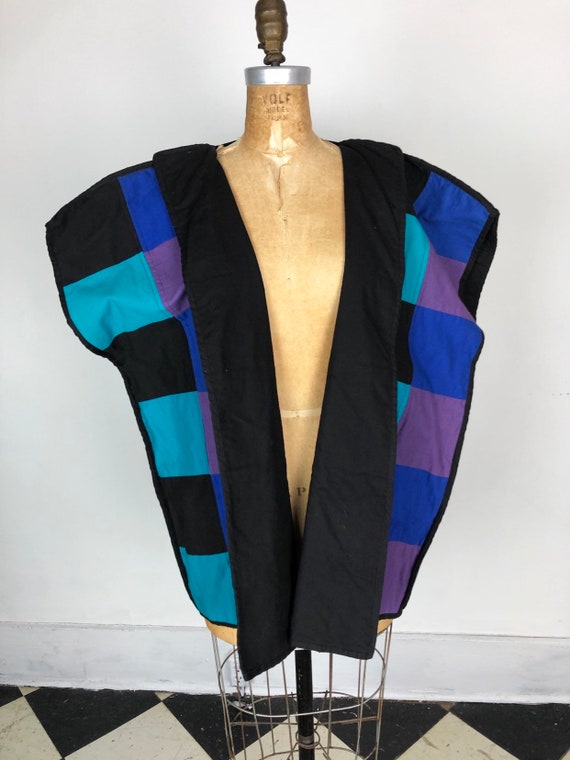 1980s Oversized Patchwork Cotton Vest M - image 3