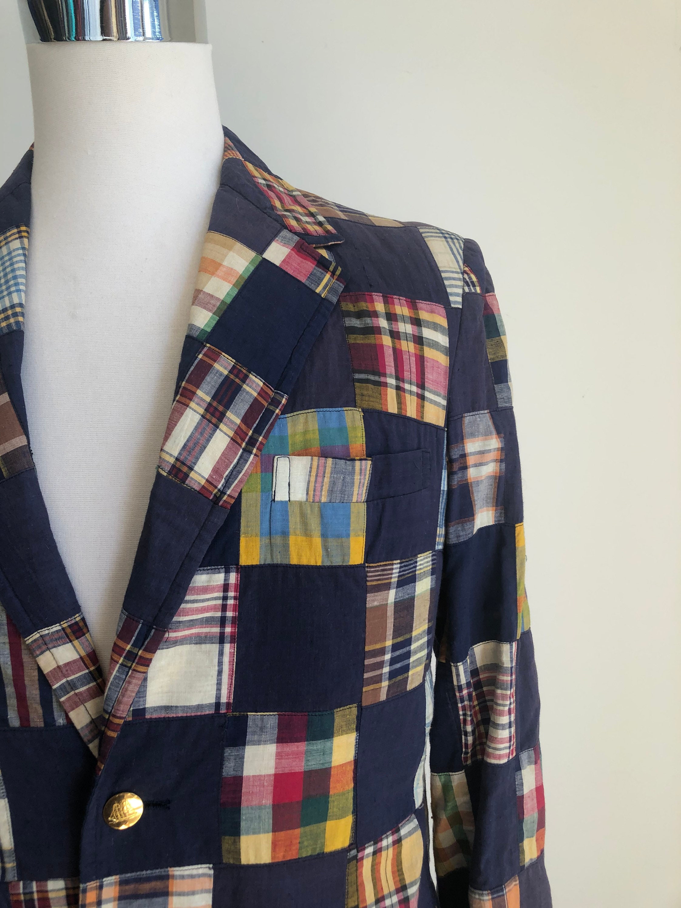 Madras plaid shop blazer
