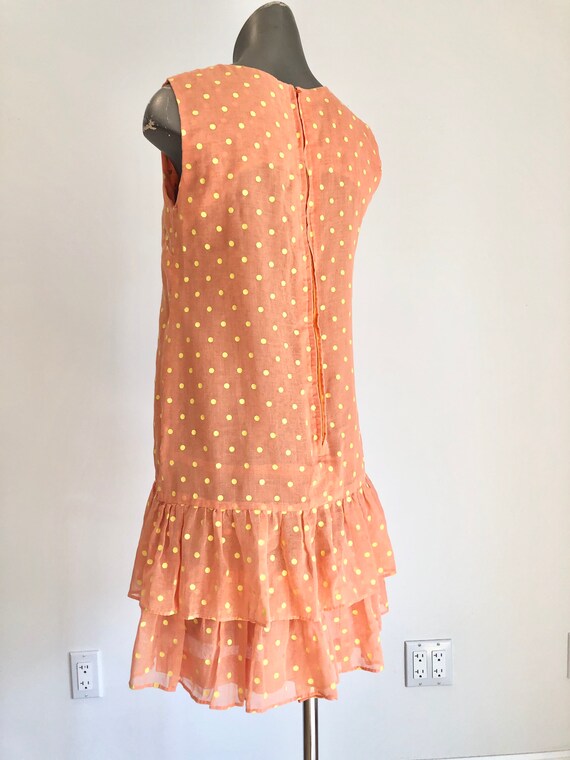 1960s Orange Polka Dot Skirt Ruffle Romper S - image 6