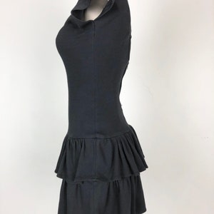 1980s Black Cotton Jersey Open Back Mini Dress S image 5