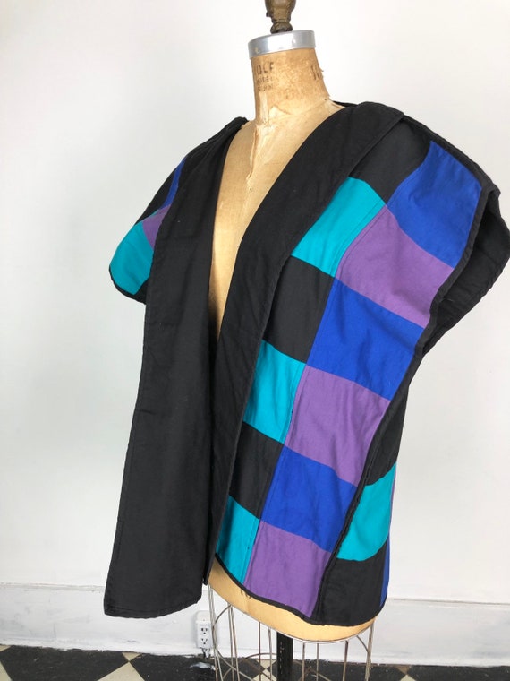 1980s Oversized Patchwork Cotton Vest M - image 4