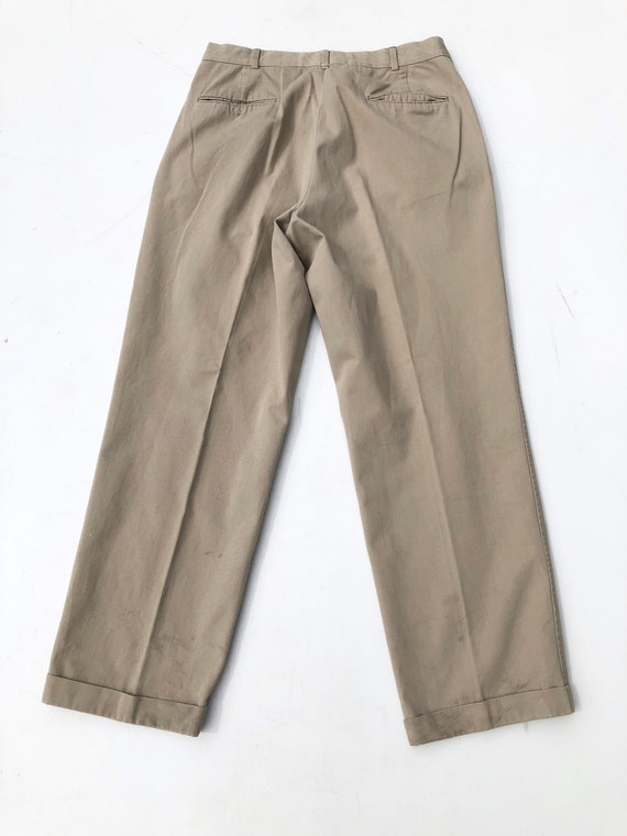 1980s Frank Stella Khaki Cotton Military Style Tr… - image 5