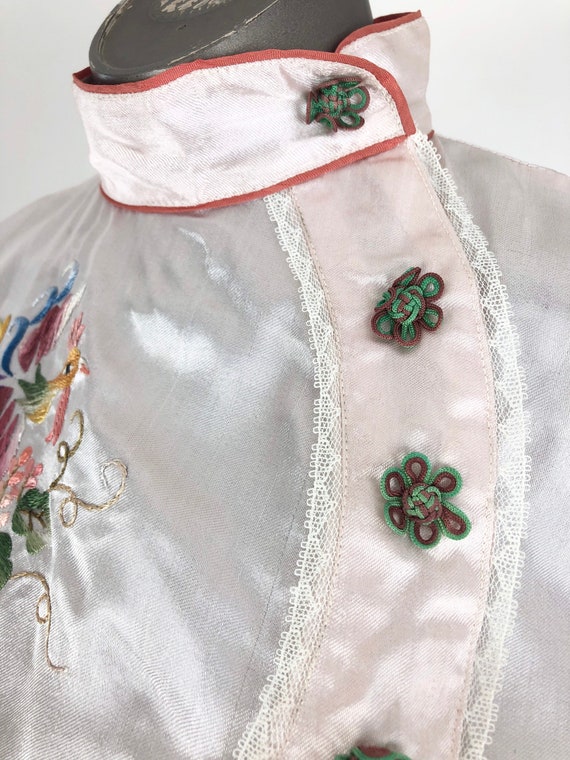 1940’s Pale Pink Embroidered Rayon Souvenir Pajam… - image 5