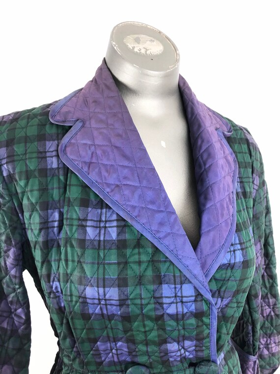 1950s Quilted Plaid Lounge Two Piece Peplum Jacke… - image 3