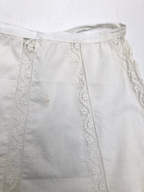 Antique Victorian White Lace Cotton Apron - image 3