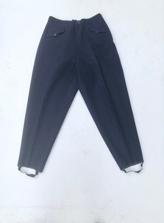 1940s Navy Wool Stirrup Ski Pants 30”