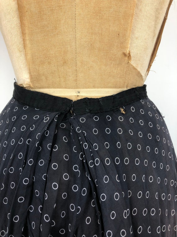 Antique 1800s Black Polka Dot Cotton Maxi Skirt L - image 9