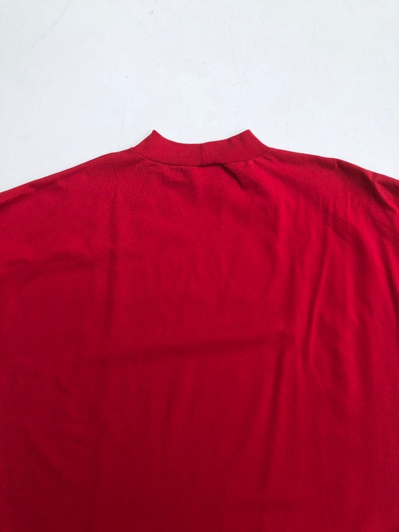 CUTE 1980s Red Cotton Knit Shirt L - image 6