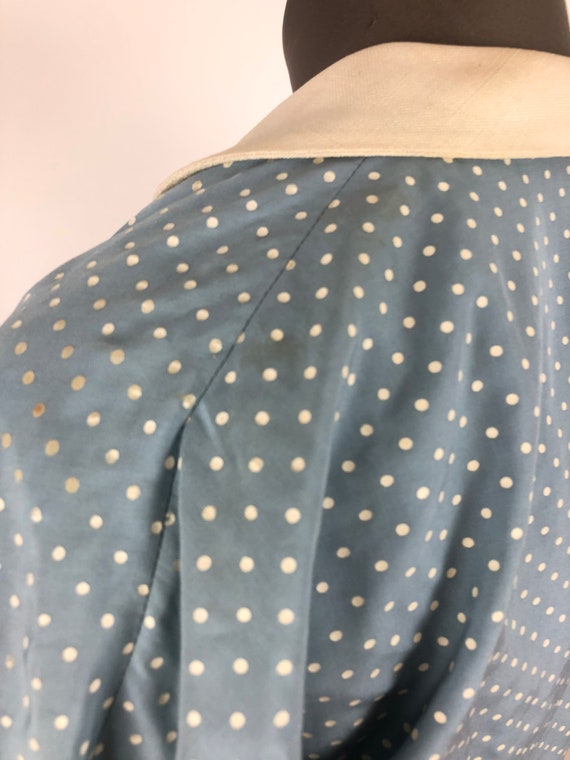 1950s Blue Linen Polka Dot Cotton Wiggle Dress Se… - image 6