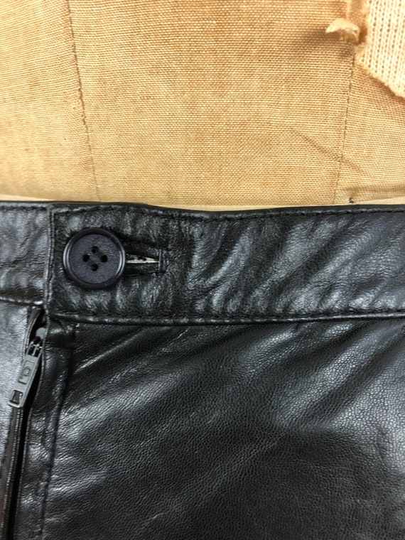 1980s Black Leather Pencil Skirt M - image 6