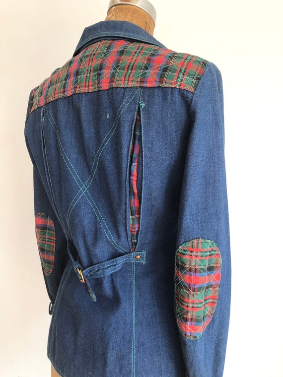 CUTE! 1970s French Dressing Co Plaid Denim Jacket… - image 7