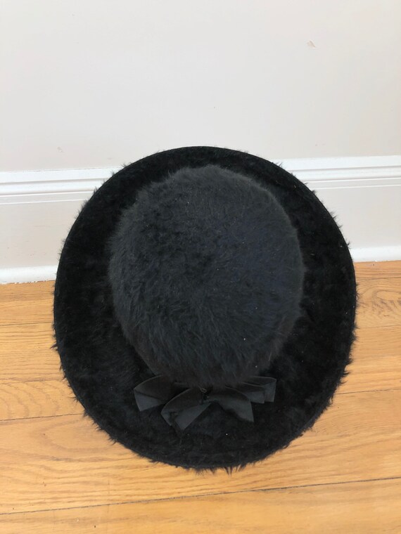 1940s Knox Fuzzy Black Felt Fedora Hat 6 3/4 - image 4