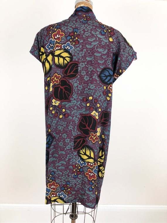 1950s Printed Rayon and Silk Sleeveless Kimono S M - image 5