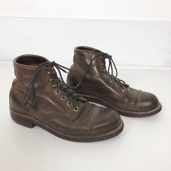 1970s LL Bean Chippewa Brown Leather Lace Up Boots