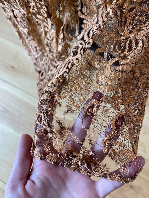 Amazing 1930s Copper Lace Maxi Dress with Jacket M - image 7