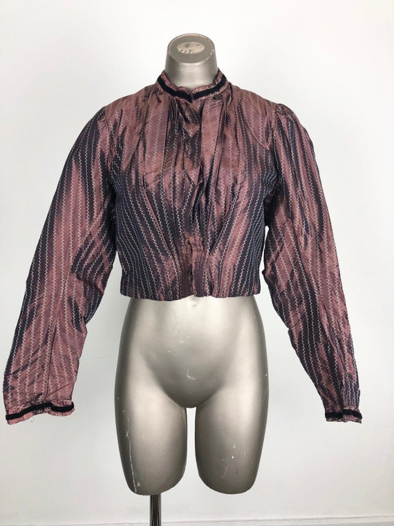 Victorian Brown Taffeta Pleated Corset Bodice S
