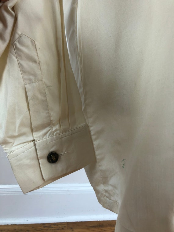 1950s Ivory Silk Sailboat Print Long Sleeve Shirt… - image 7