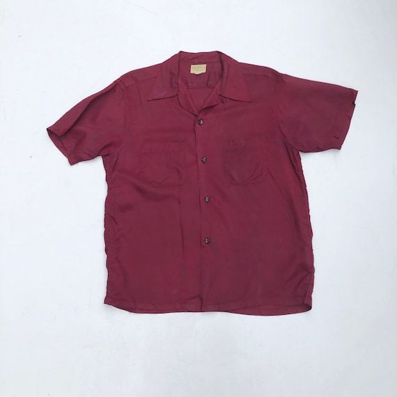 1940’s Burgundy Acetate Short Sleeve Loop Collar S