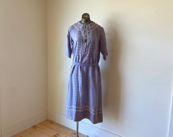 Vintage 1920s Lavender Linen Dress 36 M