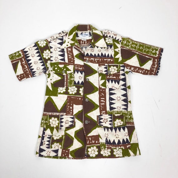 KILLER 1960s Hawaiian Barkcloth Shirt S