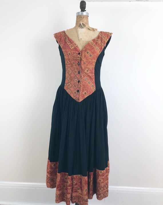 1970s Indian Embroidered Mirror Sun Dress S - image 4