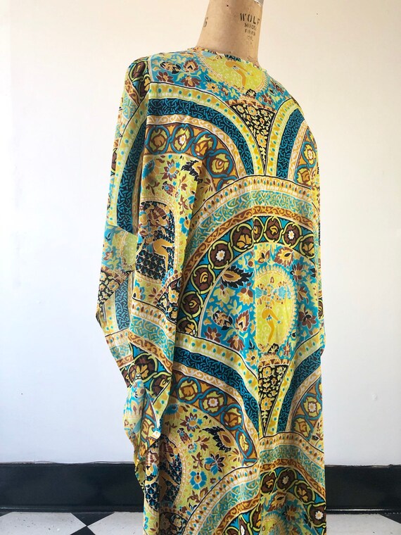 GROOVY 1960’s Psychedelic Kali Print Kaftan M - image 6