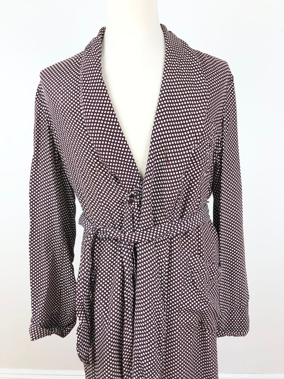 1940s Marvin-Tex Burgundy Polka Dot Cold Rayon Ro… - image 3